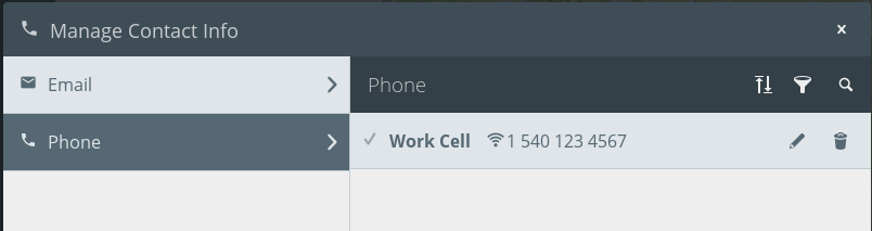 Figure 10. New number in contact info dialog