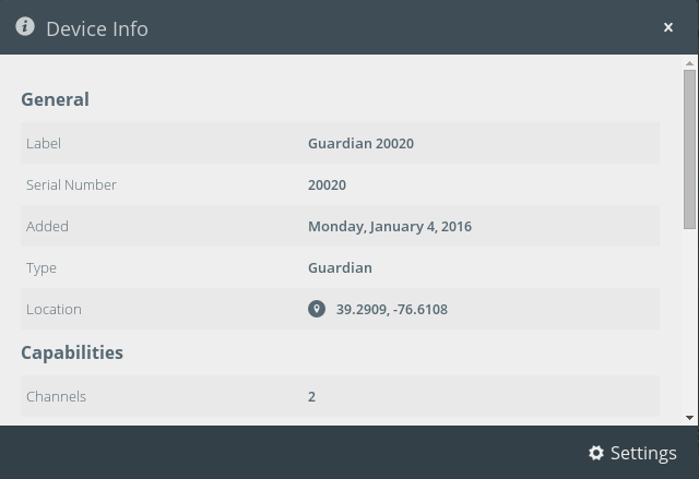 Figure 11. Device Info window