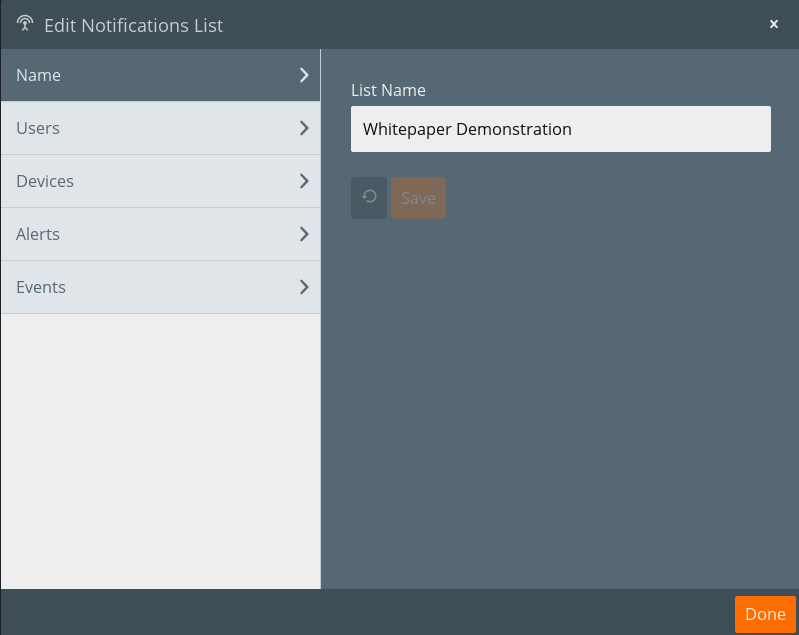 Figure 5. Edit Notifications List