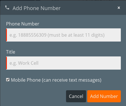 Figure 9. Add Phone Number dialog