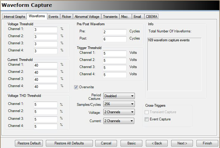 Figure 1. Waveform Capture screen