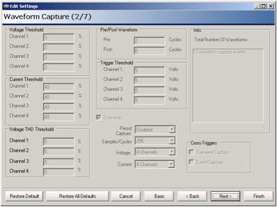 Figure 1. Default waveform capture settings (above)