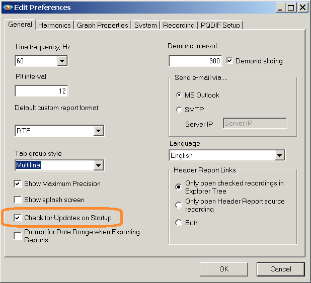Figure 3. Auto-update enabled in Preferences