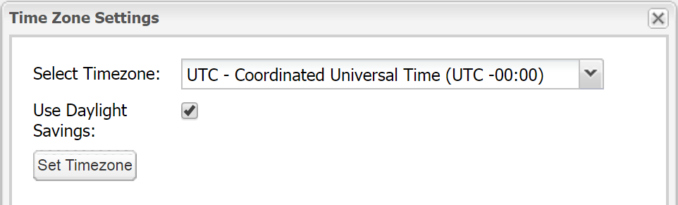 Figure 5. Time Zone Settings