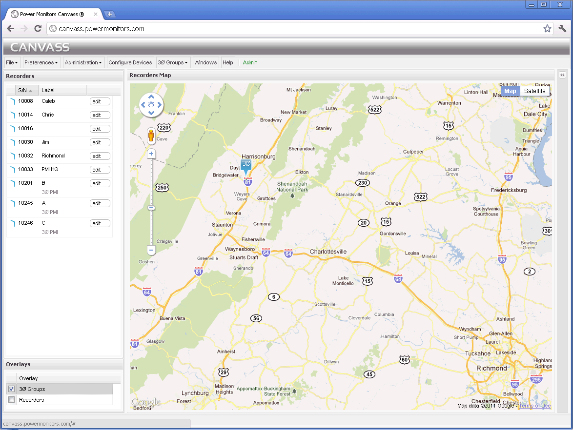 3-Phase overlay (bottom left) toggled on
