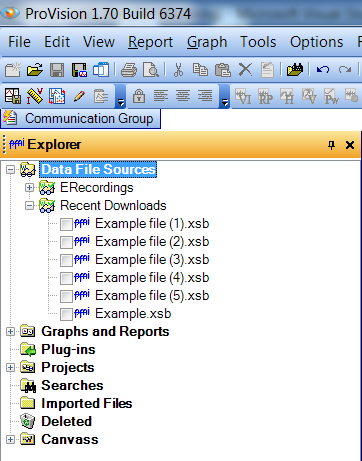 Figure 7. New ProVision recordings shown under the explorer tree