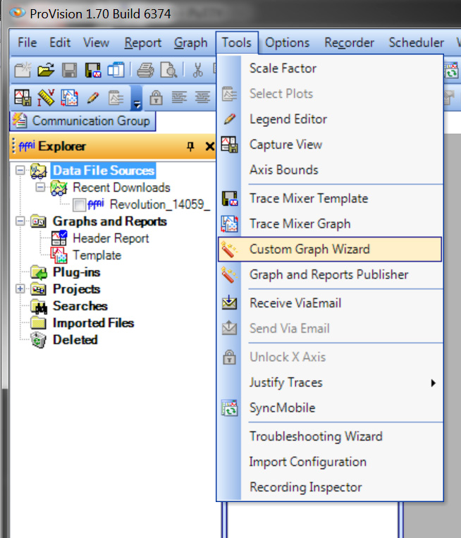 Initiating the Custom Graph Wizard