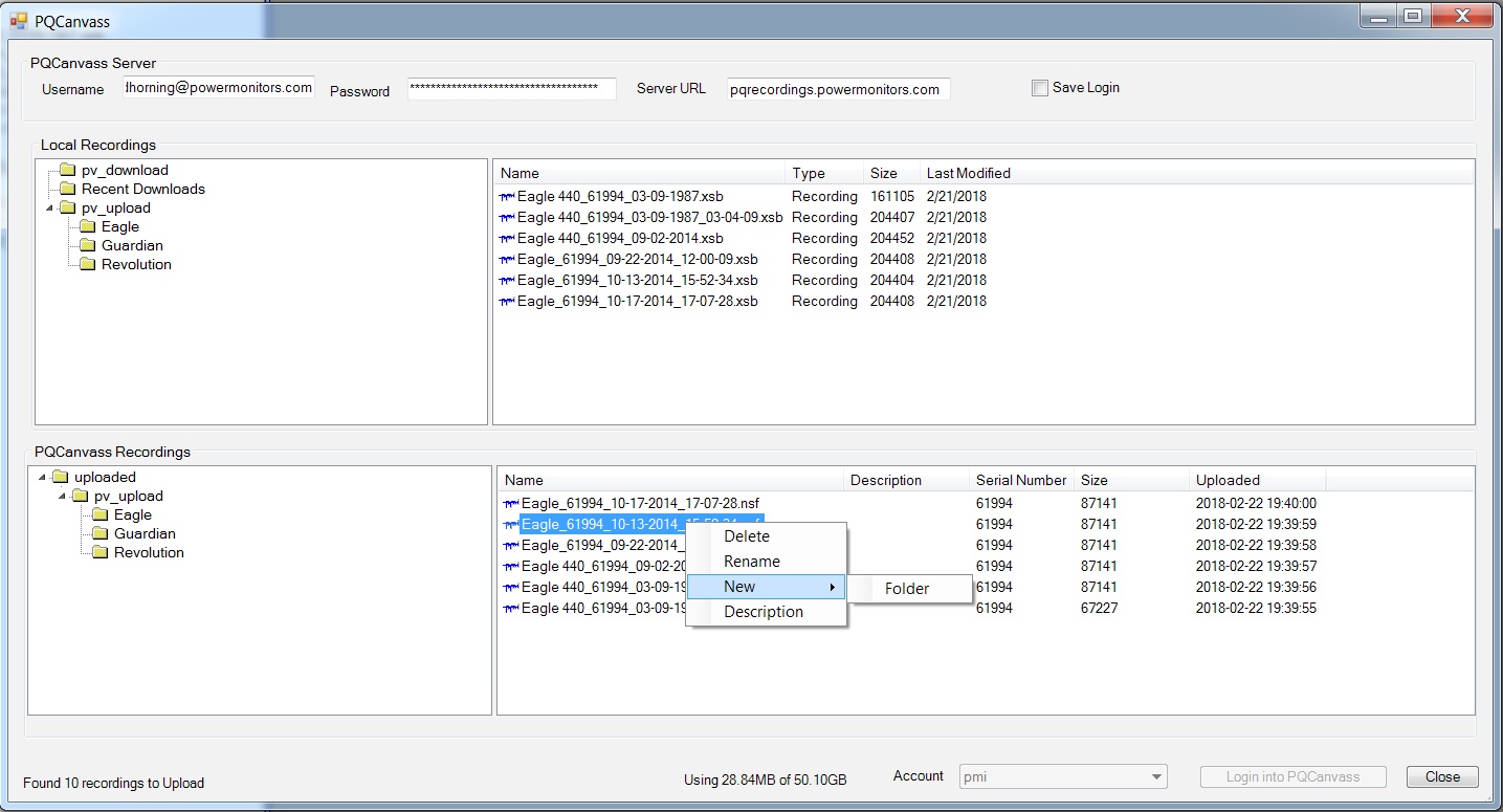 Figure 7. PQ Recording Menu
