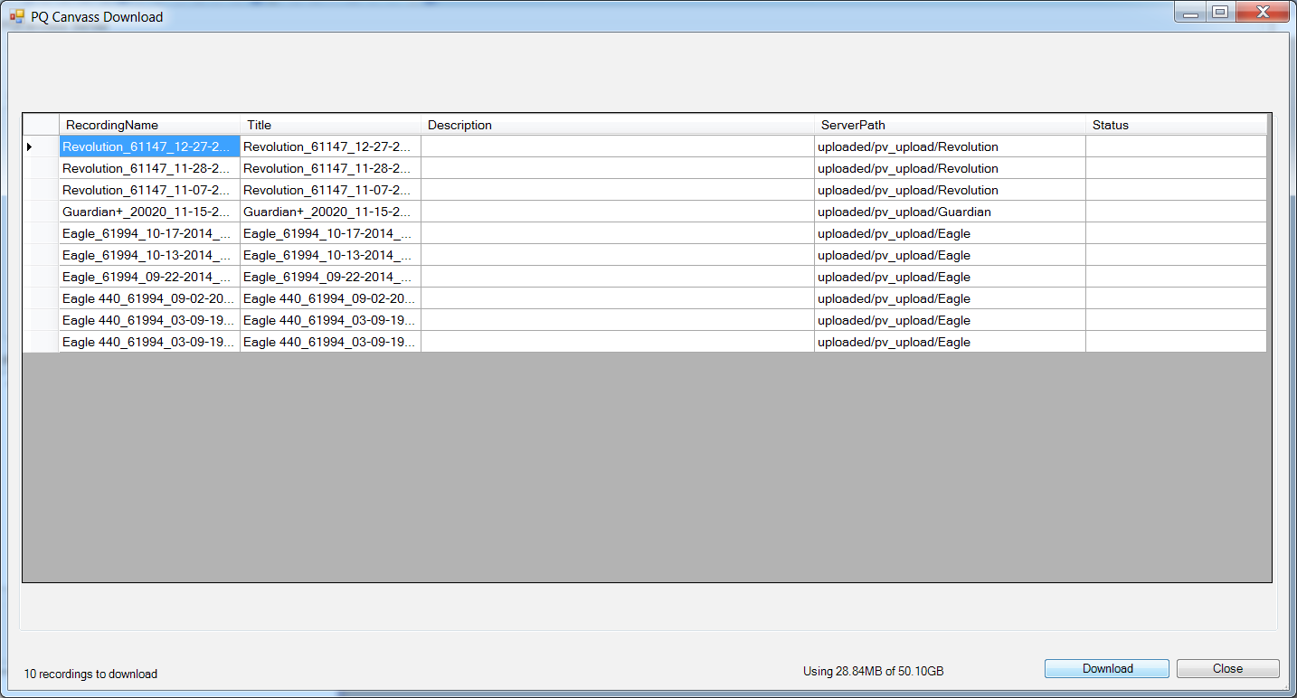 Figure 8. PQCanvass Download Dialog