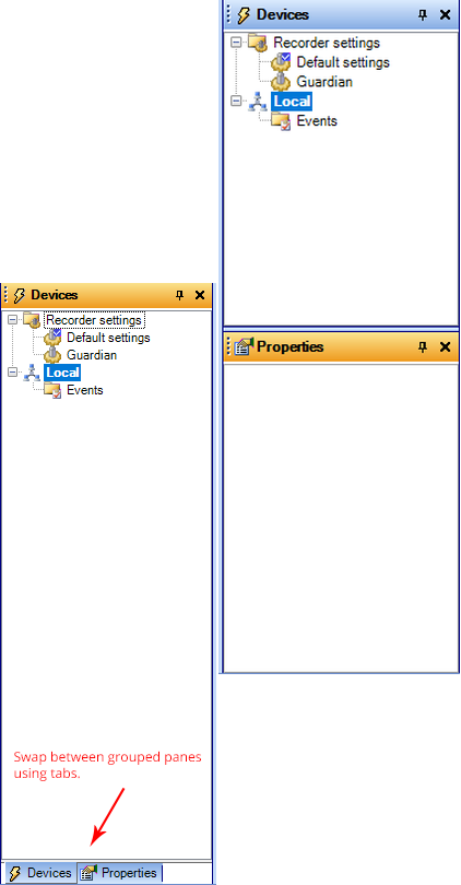 Figure 6. Grouped Pane Tabs