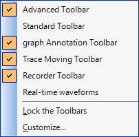 Figure 7. Hidden toolbars appear unchecked