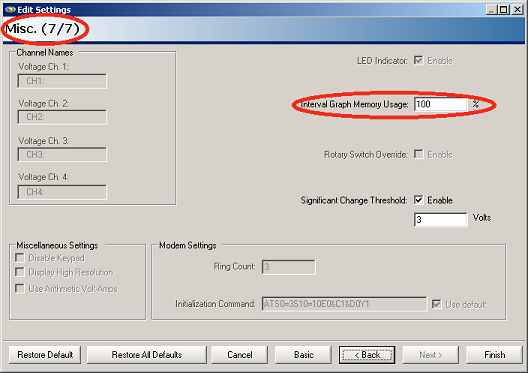 Figure 2. The percentage of internal memory that is used can be modified via recorder initialization in the Advanced Initialization Settings.