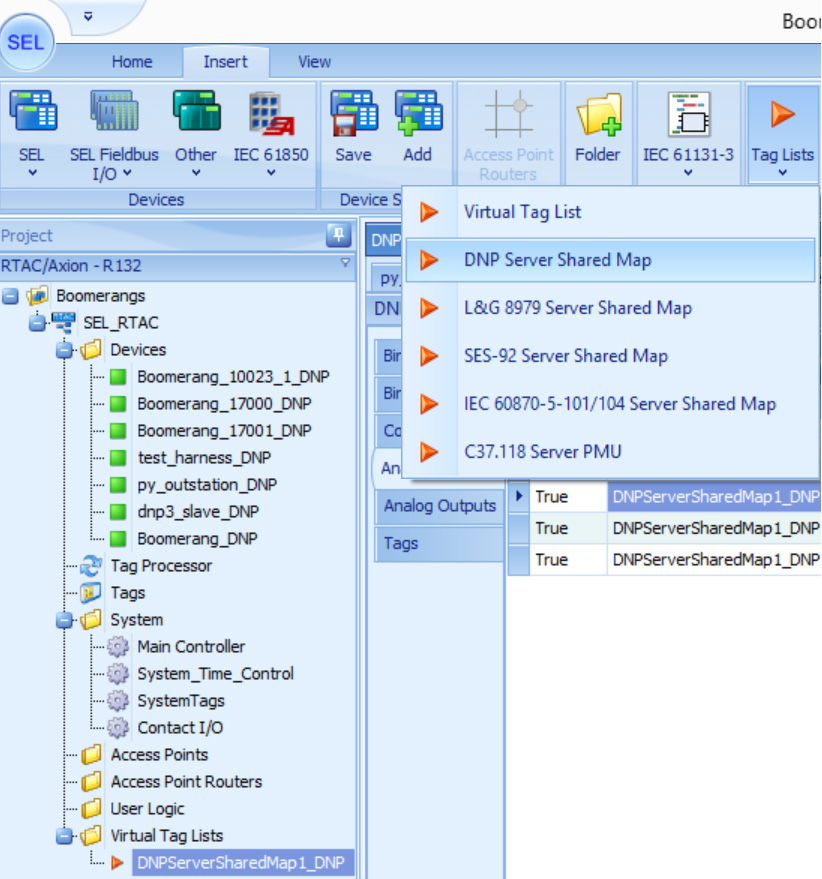 Figure 6. Adding a DNP Server Shared Map