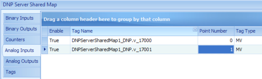 Figure 7. Adding Analog Inputs to the DNP Server Shared Map