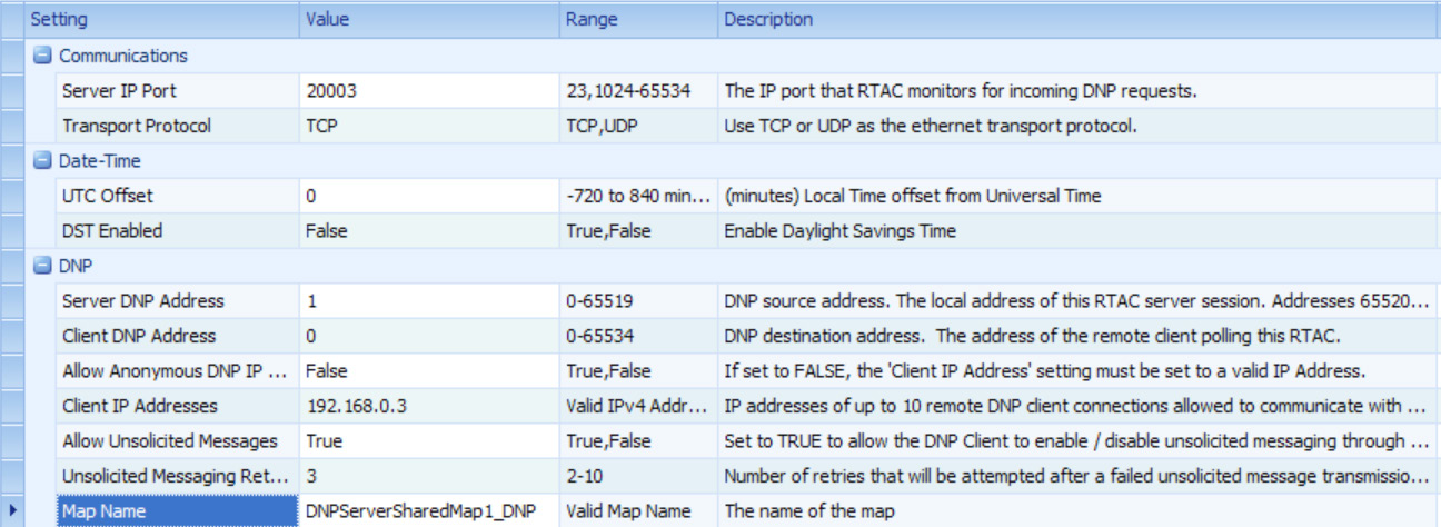 Figure 9. Selecting the DNP Server Shared Map