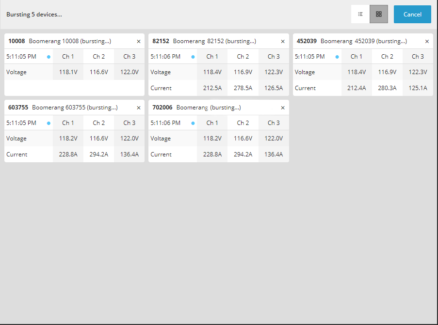 Figure 4. Grid View: Burst Data