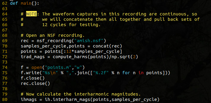 Figure 1. Source Code for Calculating Interharmonic Magnitudes