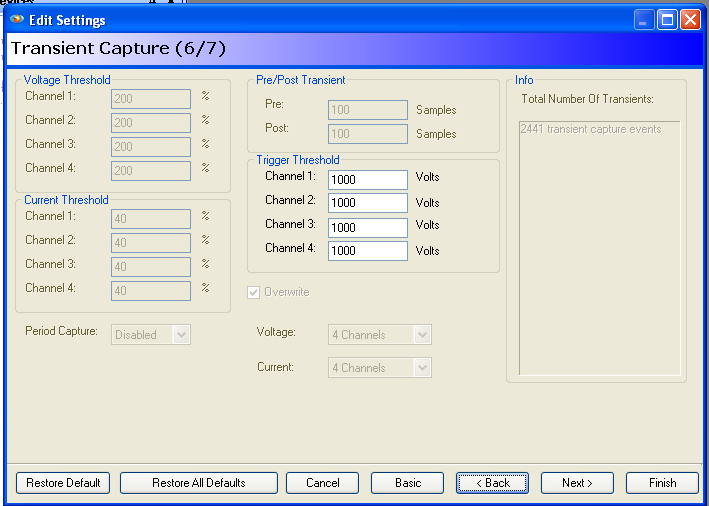 Figure 11. Transient Capture screen