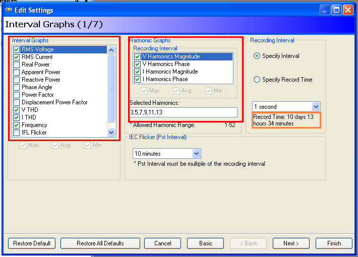 Figure 6. Interval Graphs Screen