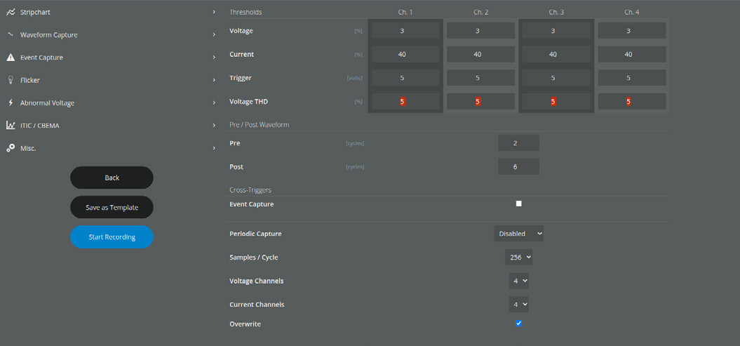 Figure 2. Recording Initialization Screen
