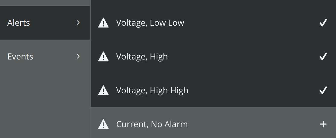Figure 8 - in this example we select "Current, No Alarm"