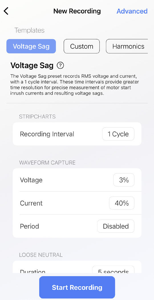 Figure 3. Recordining Initialization screen within PMI View.