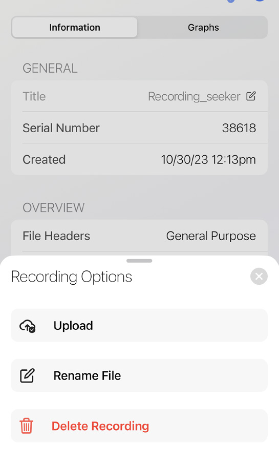 Figure 4. The Recordings tab allows users to search, export, and manage data.