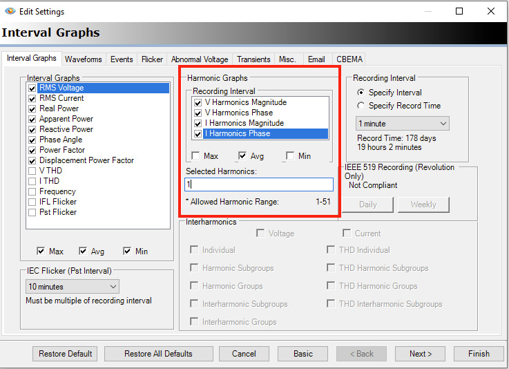 Enable the fundamental magnitude and phase angle stripcharts.