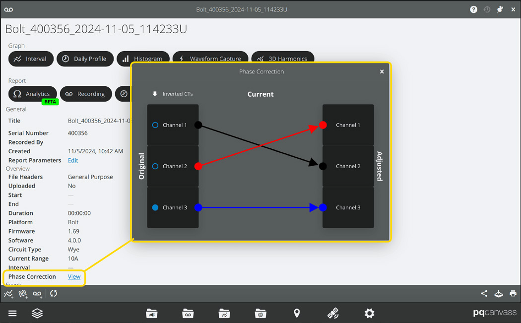 Figure 6: Viewing Phase Correction Mapping in PQ Canvass