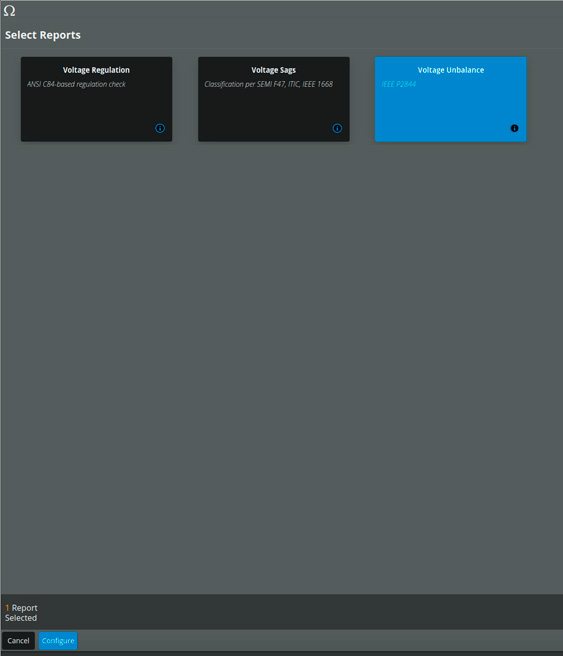 Figure 2. Unbalance Report Selection
