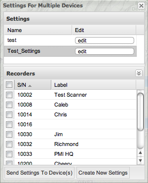 Figure 2. Settings for Multiple Devices Window