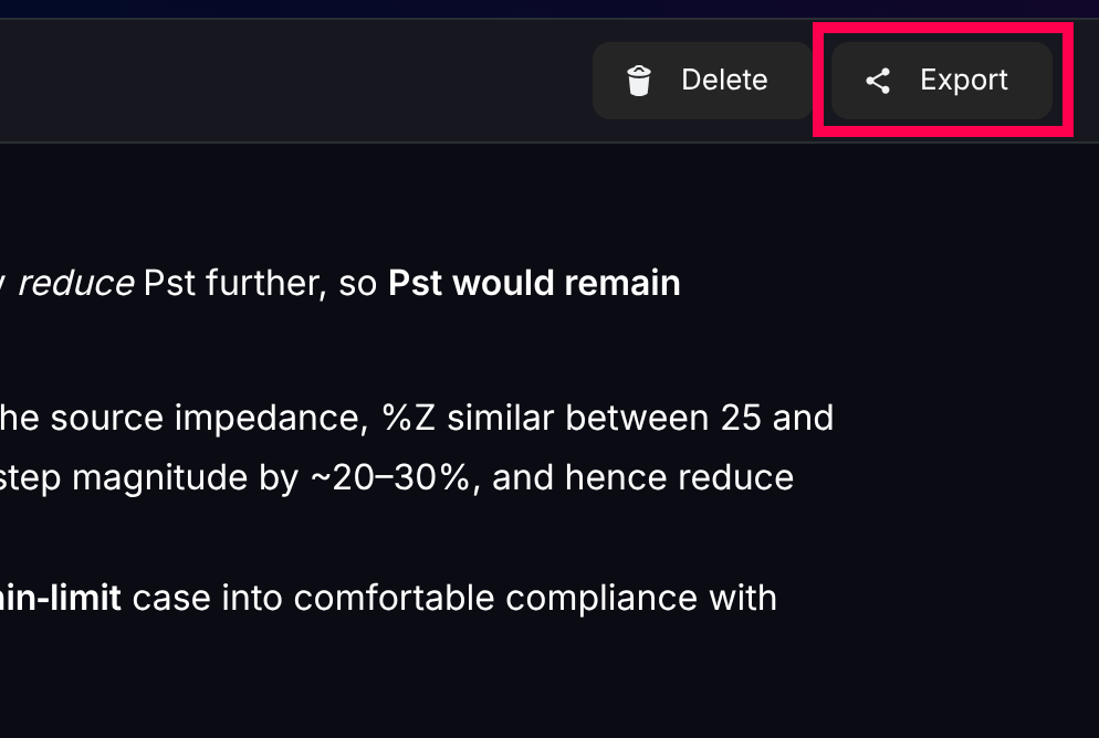 Figure 8. Export chat button highlighted.