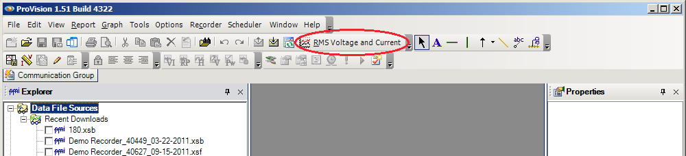 Figure 3. ProVision interface with a RMS Voltage and Current button added.