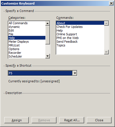 Figure 4. Customizing keyboard shortcuts.