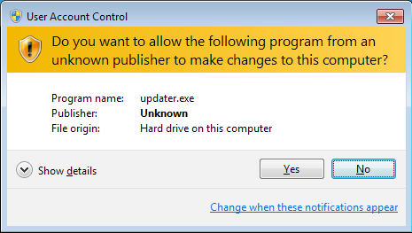 Figure 2. Windows 7 User Account Control