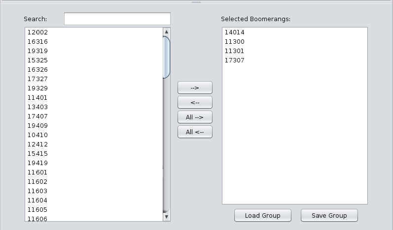 Figure 4. Boomerang Selection Panel