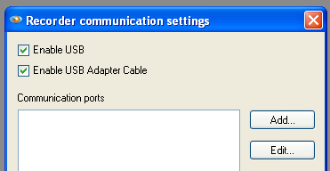 Figure 11. Recorder communication settings main screen