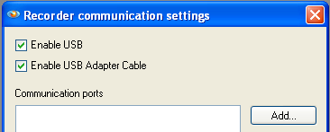 Figure 2. Recorder communication settings main screen