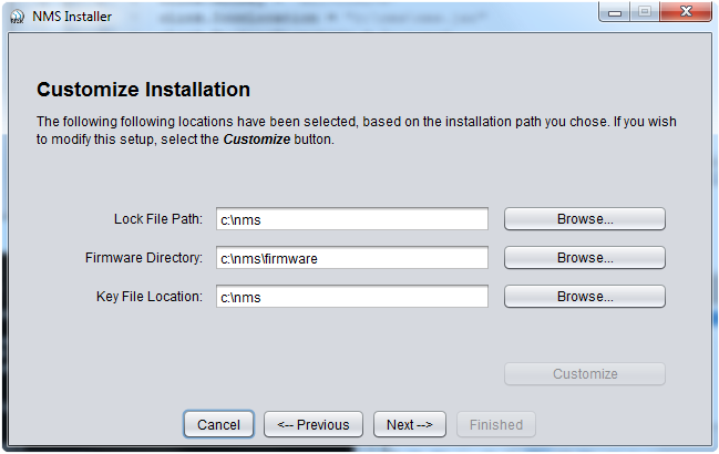 Figure 5. Customize individual file locations