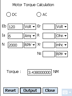 Figure 2. PPC Utils Motor Torque Calculator