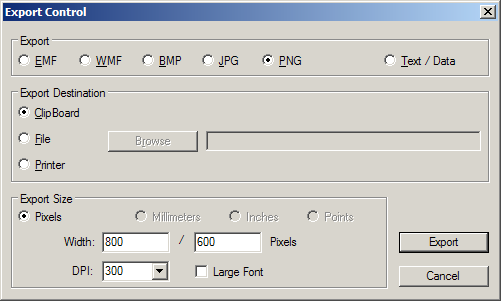 Figure 3. Export Control Panel