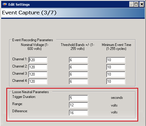Figure 4. Loose Neutral Report Setup Screen