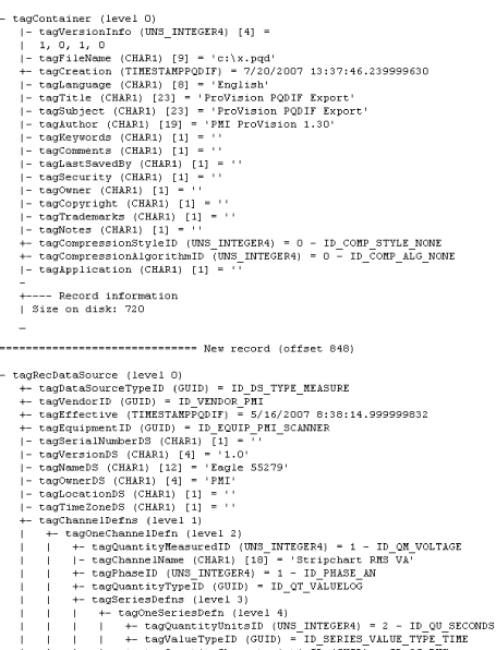 Nested records from a deconstructed PQDIF export