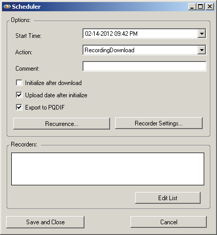 The scheduler can be configured to export and save a copy in PQDIF format.