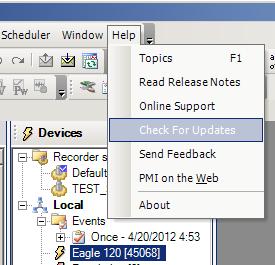 Figure 3. The Upgrade Manager can be accessed via the Help Menu.