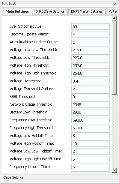 Figure 2. Boomerang and DNP3 settings window