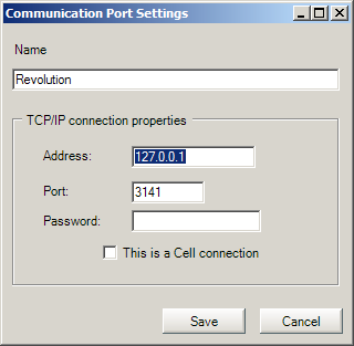 Figure 1. Creating an entry for a Revolution with a static IP Address