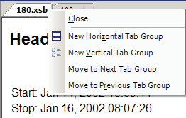 Figure 2. Tiling options for multiple tabs