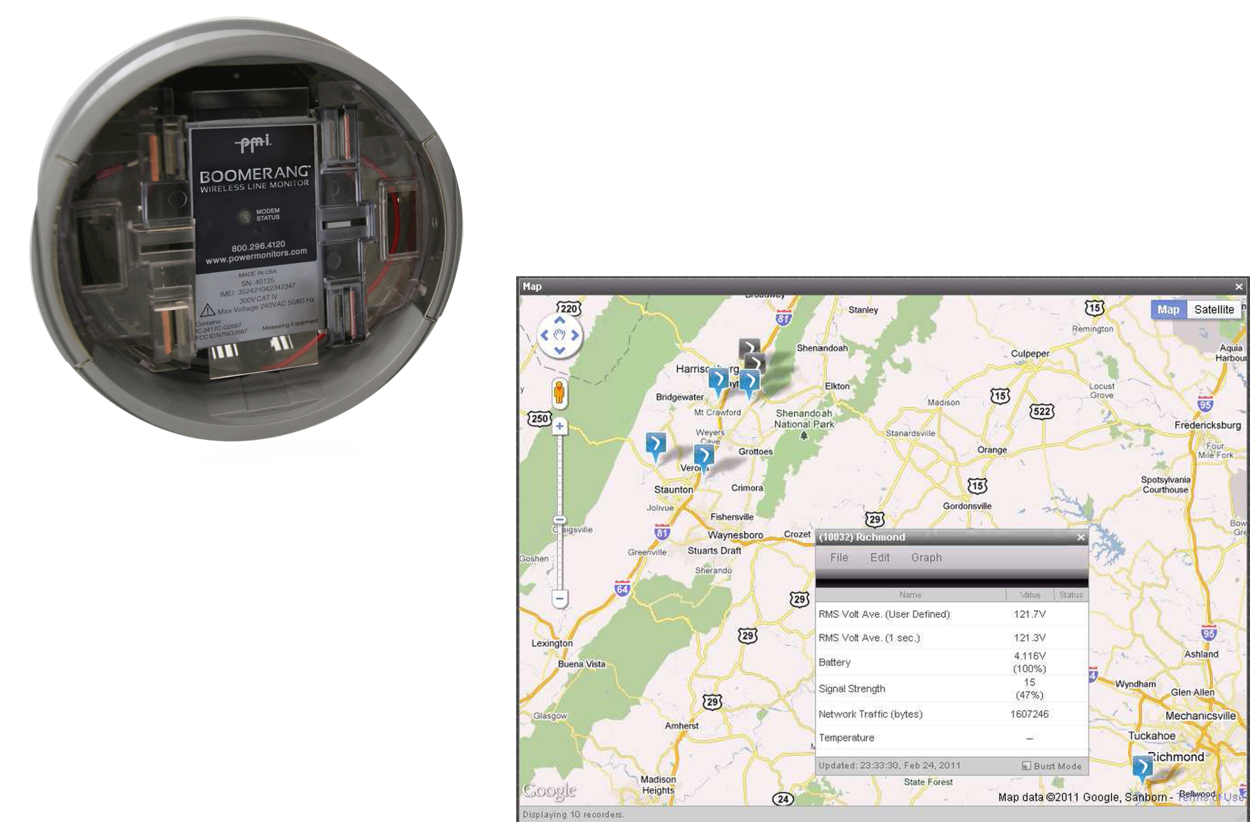 Figure 1. After logging in, click on a boomerang to display its status window.