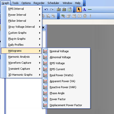 Figure 2. Select Graph and then Histograms to view available Histograms